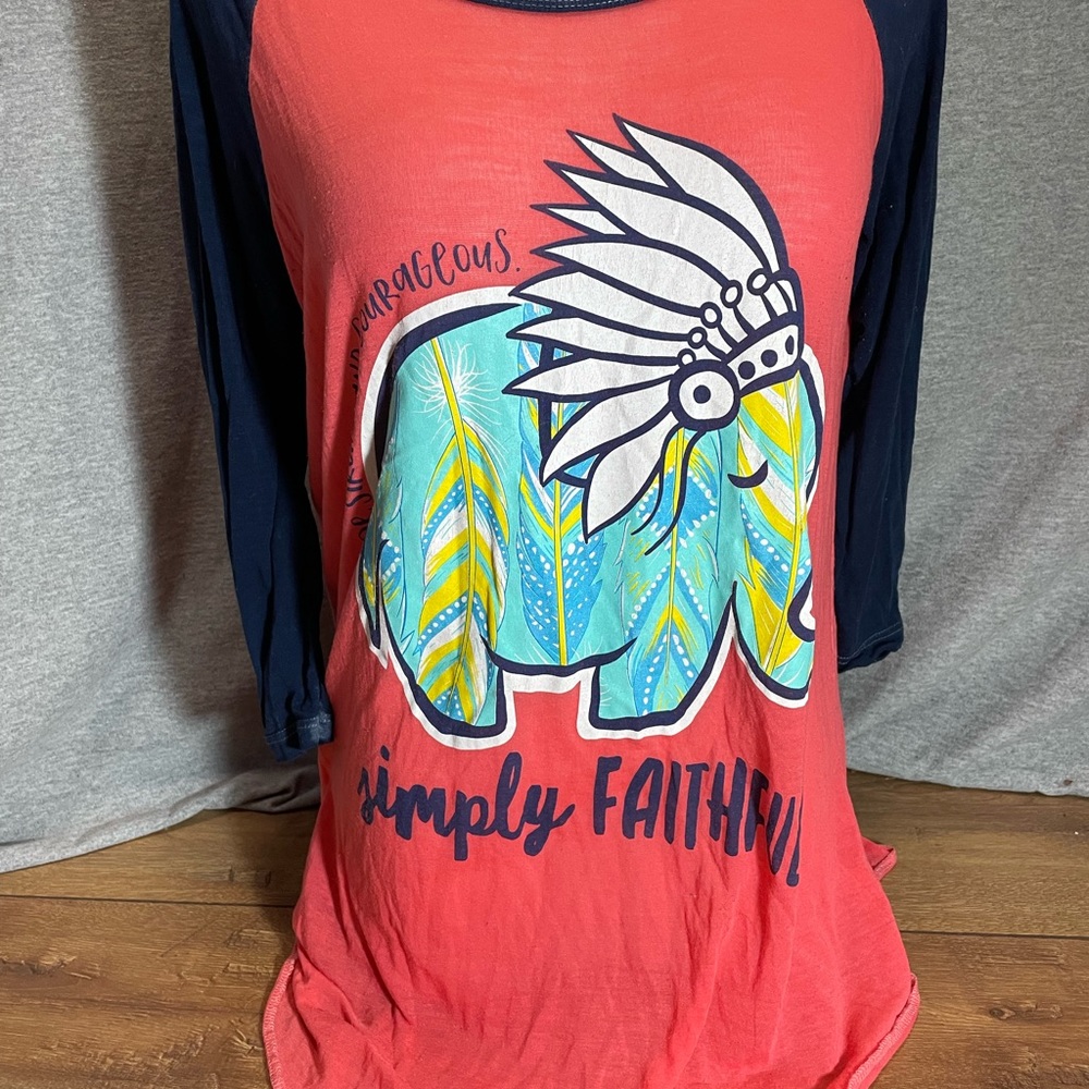 SIMPLY FAITHFUL Elephant Tee Henley Sleeve